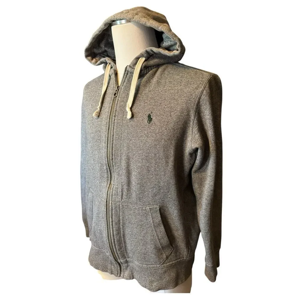 Polo Ralph Lauren Men's XL Gray Full Zip Hoodie w/ Pockets Embroidered $165
